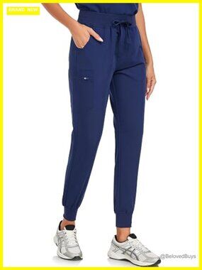4 Way Stretch Scrub Pants Jogger with Zipper Pocket Cargo Medical Work Pants